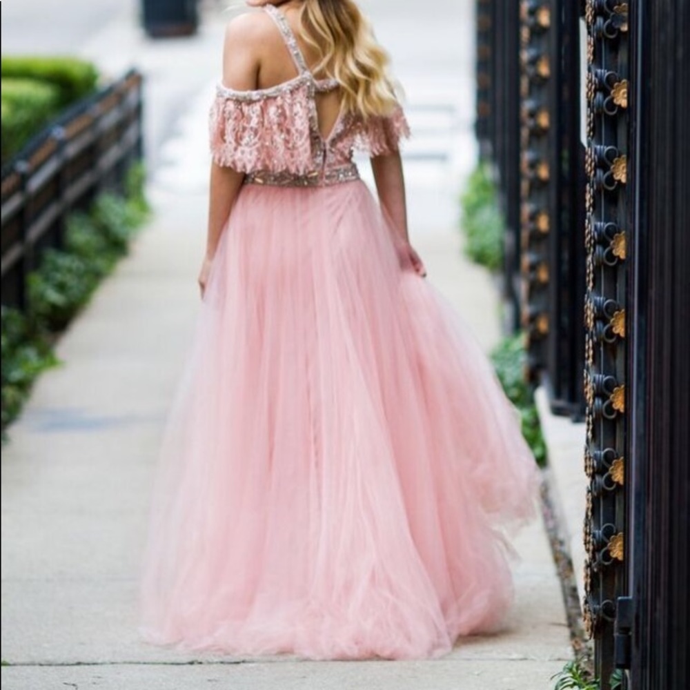 Pink mori lee prom dress